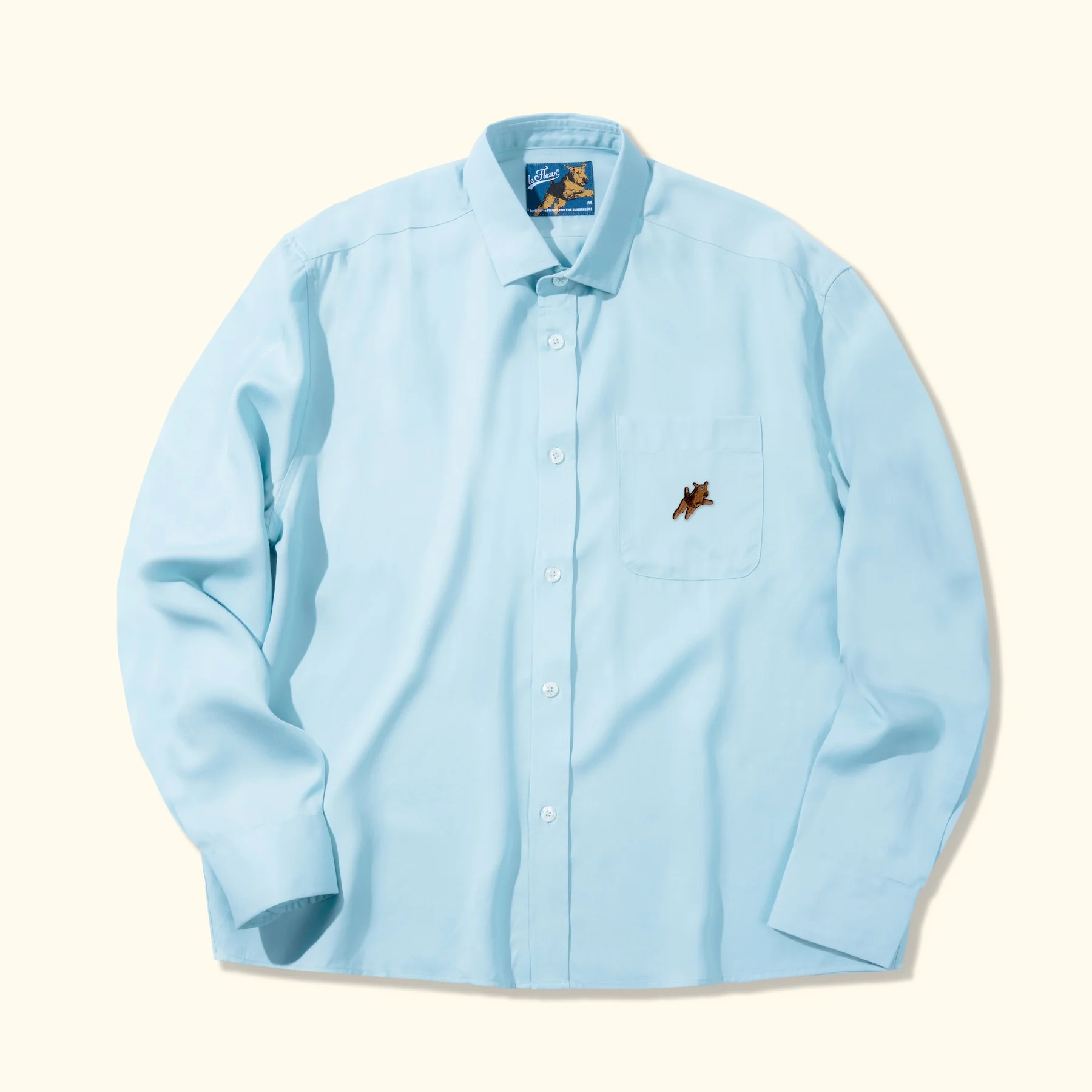 Le Fleur Darryl Collared Shirt - Blue - Front Le Fleur Darryl Collared Shirt - Blue