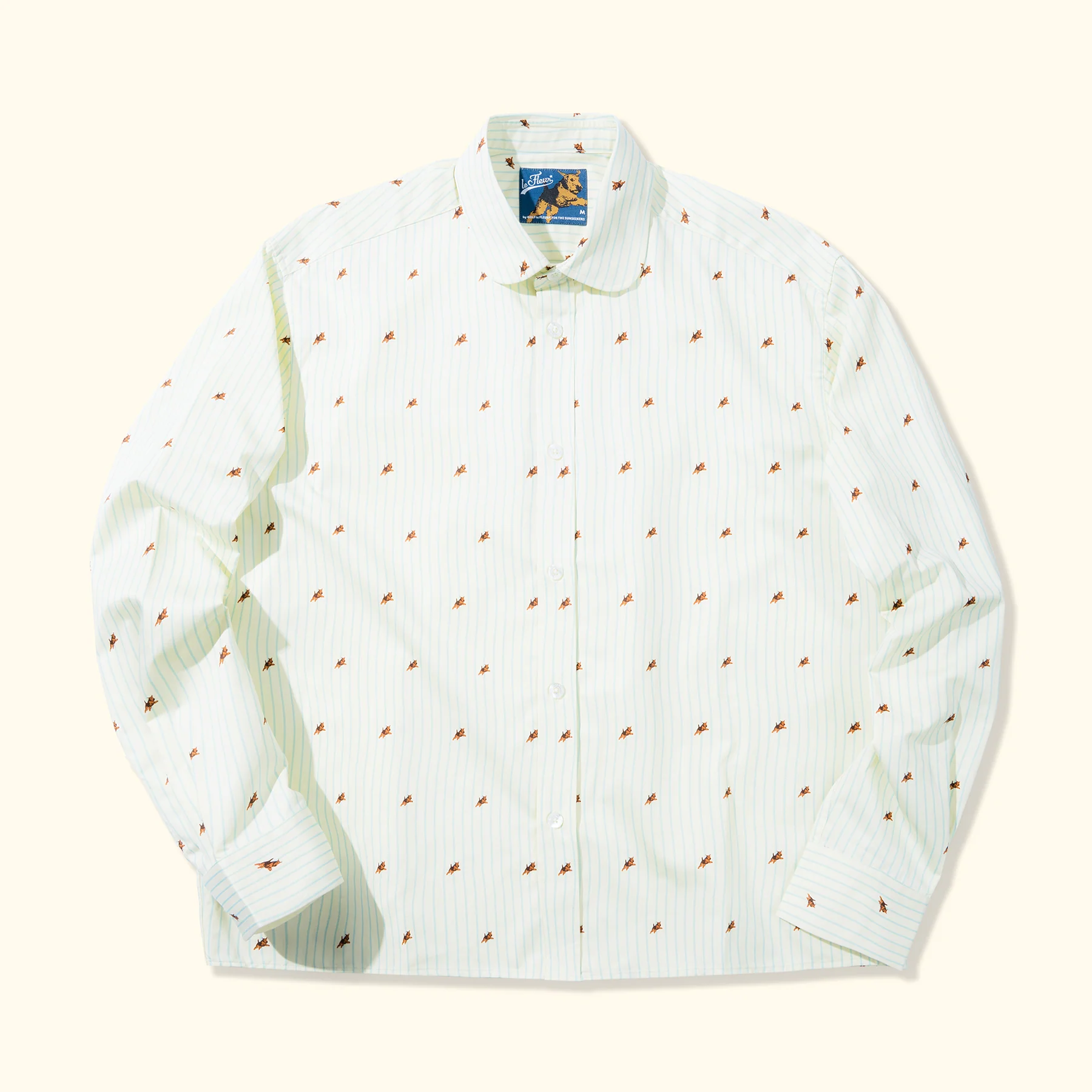 Le Fleur Round Collar Long-Sleeve Stripe Darryl - Front Le Fleur Round Collar Long-Sleeve Stripe Darryl