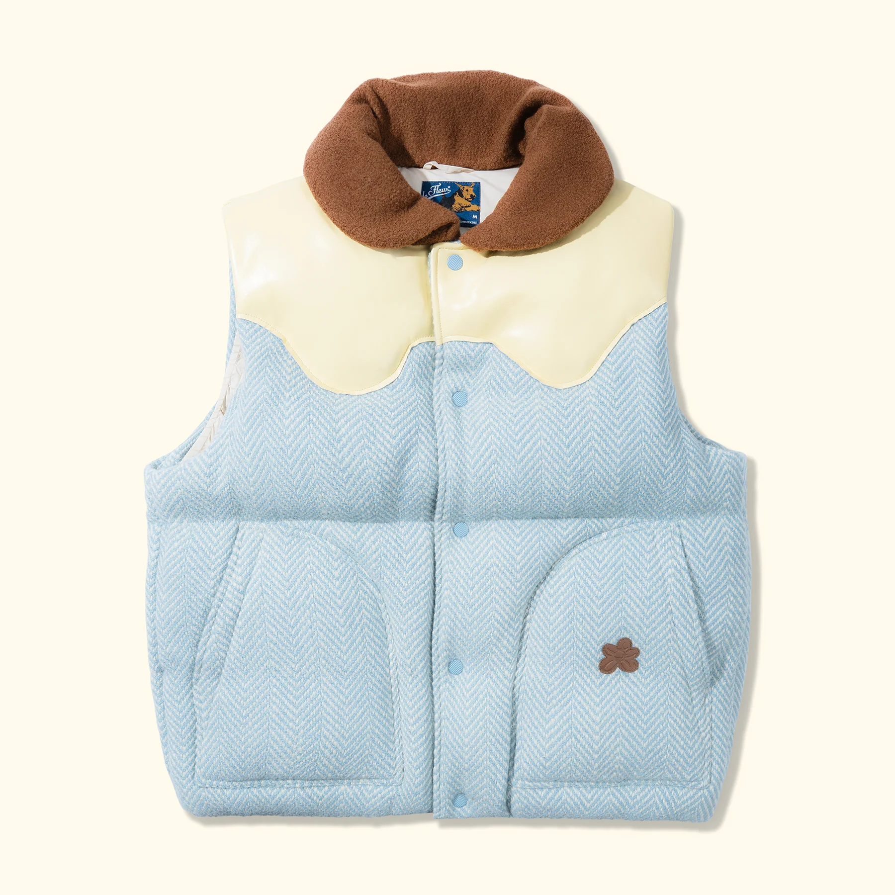 PUFFER-VEST-BLU-01 Le Fleur Herringbone Puffer Vest