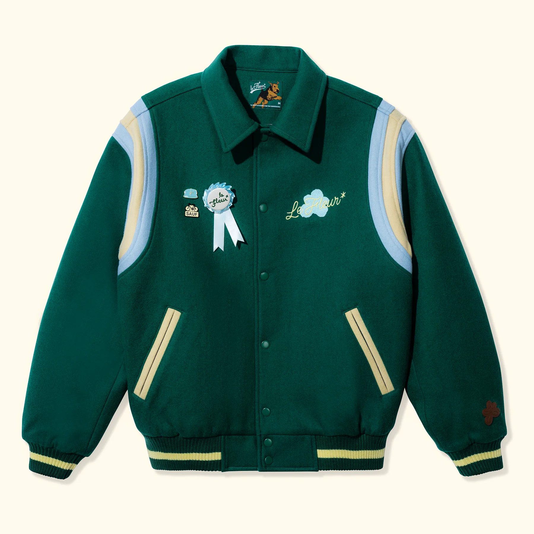 Le Fleur Petalers Varsity Jacket - Front Le Fleur Petalers Varsity Jacket - Green