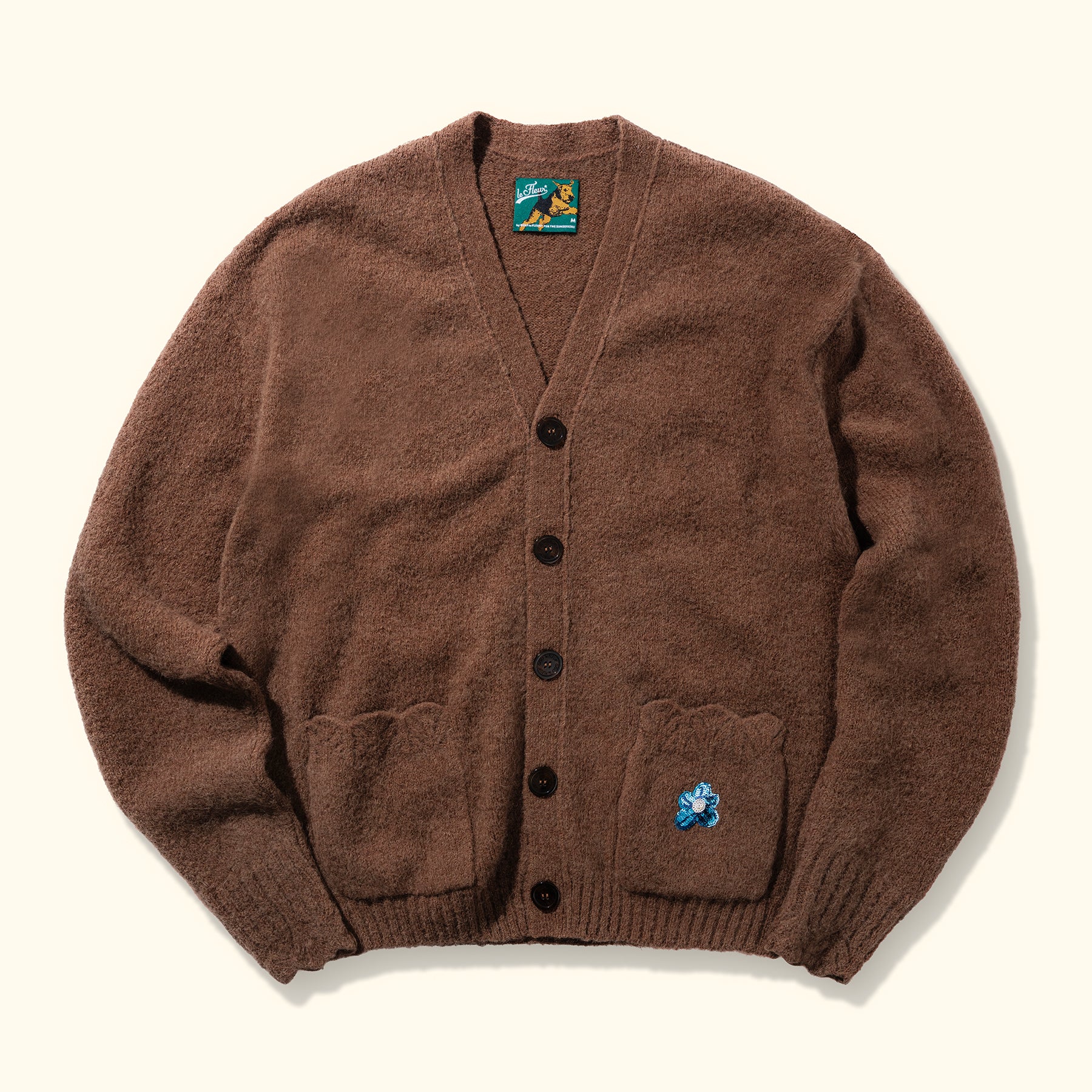 Le Fleur Sequined Cardigan - Brown - Front Le Fleur Sequined Cardigan - Brown