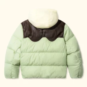Le Fleur Leather Puffer Jacket - Mint
