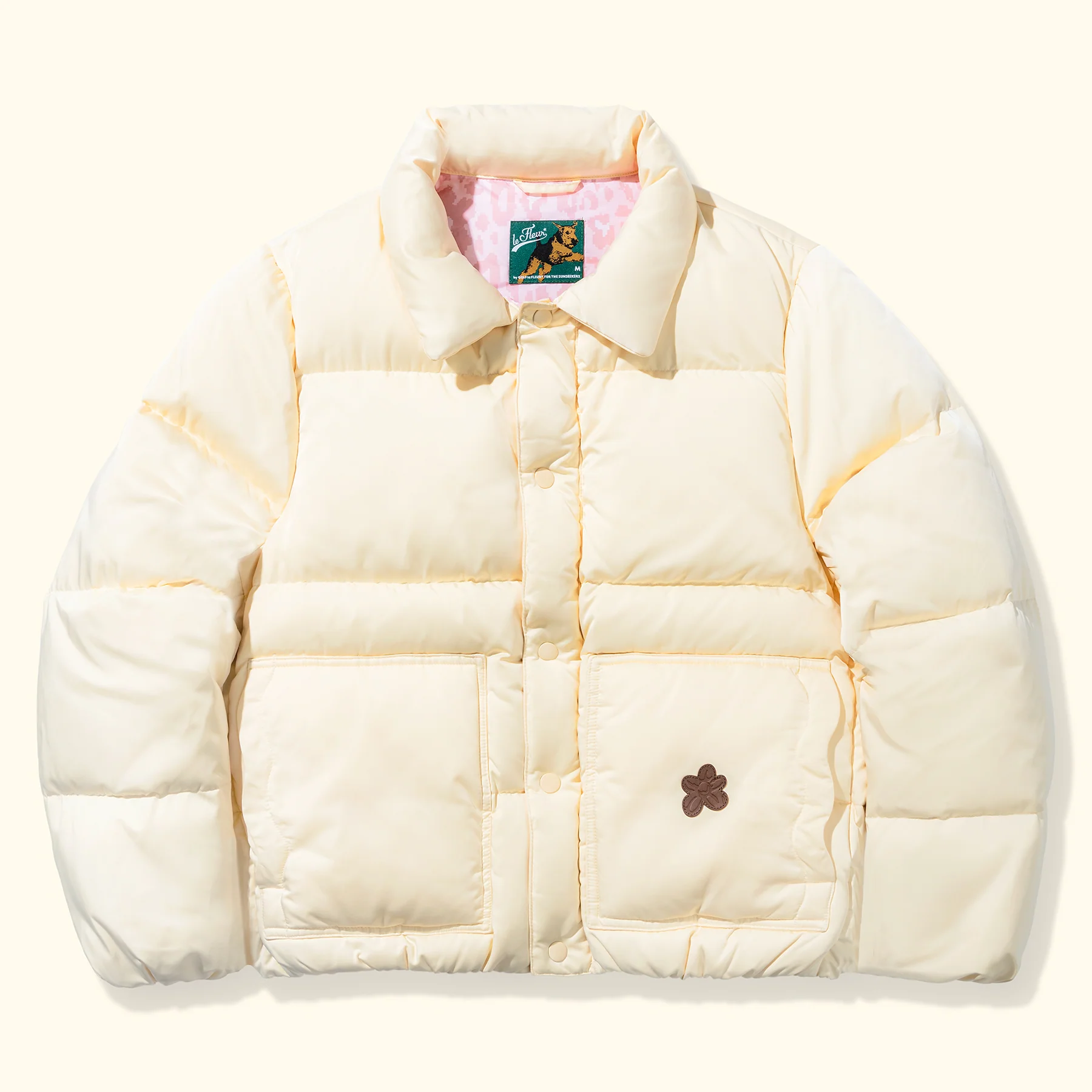 RICO-PUFFER-JACKET-CRM-01 Le Fleur Collared Puffer Jacket - Cream